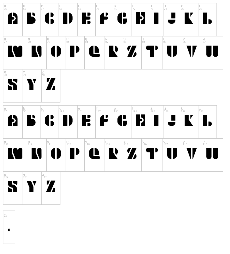 Hello Brigi font map